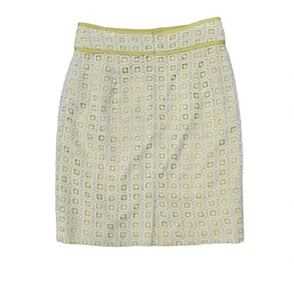 Antonio Melani Women's Ivory Lace & Chatreuse Poly Satin Pencil Straight Lined S - Picture 5 of 11